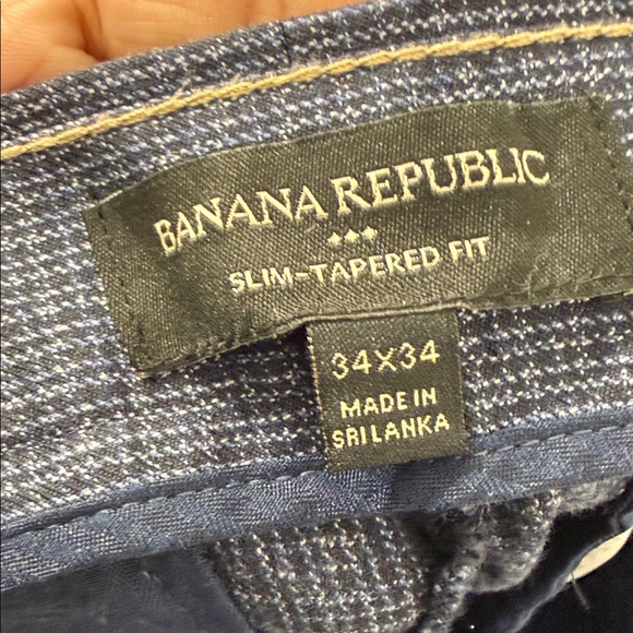 Banana Republic Slim Tapered Blue  Plaid Men’s Pants Size 34/32 - Picture 7 of 9